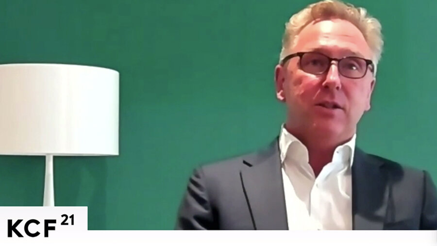 Der Unternehmer Heinrich Deichmann sprach beim KCF. Screenshot: KCF