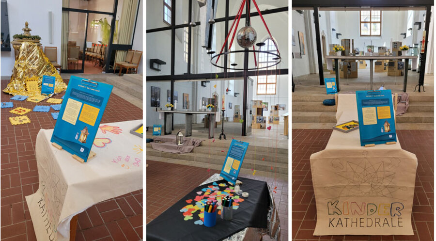 An den Mitmachstationen können Kinder biblische Themen kreativ entdecken. Foto: Birgit Birkner 
 