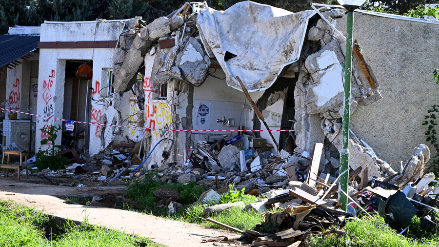 Der zerstörte Kibbuz Kfar Aza nach dem Angriff am 7. Oktober 2023. 