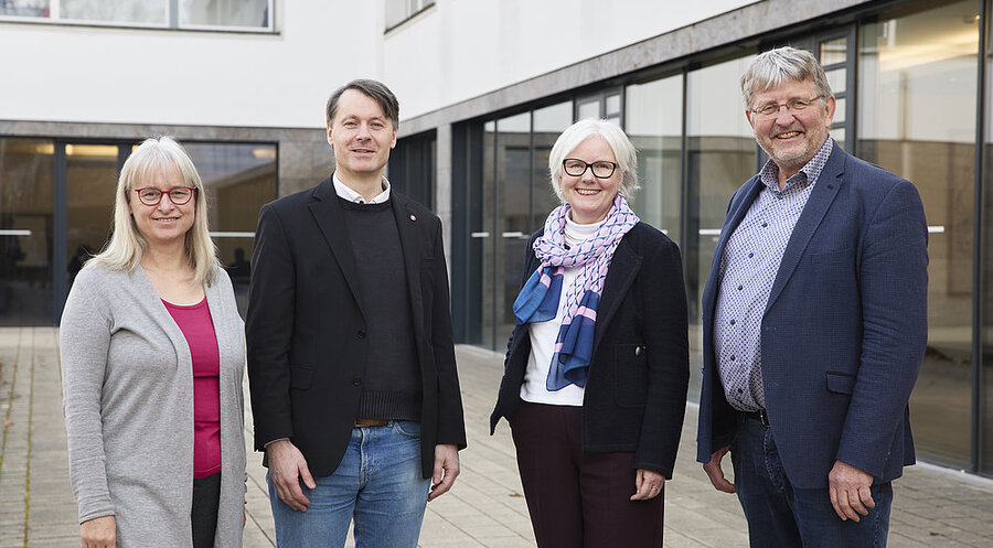 Die nominierten Kandidaten für das Präsidium der 17. Württembergischen Landessynode, v.l.n.r. Lisbeth Sinner, Oliver Römisch, Sabine Foth, Martin Brändl. Foto: Gottfried Stoppel