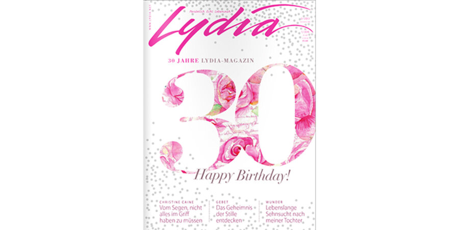 Zum ersten mal zeigt das Magazin kein Porträt einer Frau auf dem Titel, sondern die Zahl 30. Screenshot: www.lydia.net