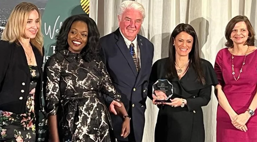 von links: Estelle Thomas, GE7 Projektmanagerin; Amy Sarr Fall, Direktorin GE7; Don Stephens, Gründer von Mercy Ships; Rania Al-Mashat, Ministerin für internationale Zusammenarbeit der ägyptischen Regierung; Jennifer Cook, Direktorin des Instituts für Afrikastudien der George Washington Universität. Foto: Mercy Ships