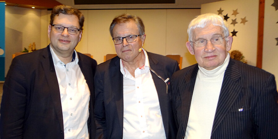 v. l.: Der Professor für Systematische Theologie,Thorsten Dietz, der Bestsellerautor Jürgen Mette und der Philosoph Joachim Kahl. Foto: idea/Rösler