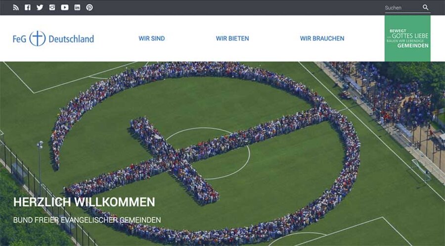 Die Website des Bundes Freier evangelischer Gemeinden. Screenshot: feg.de