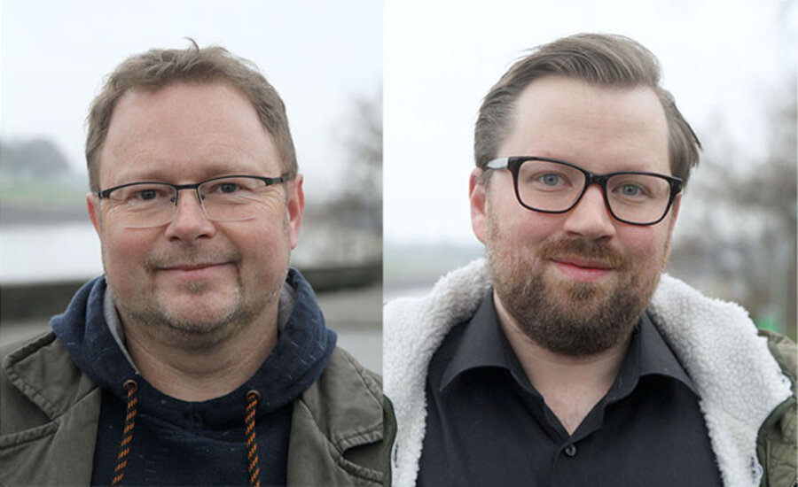 v.l.: Pastor Andreas Hamburg und Pastor Jasper von Legat. Foto: BEK Pressestelle/ Matthias Dembski