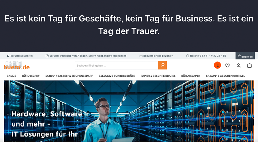 Osterbotschaft auf der Website: „Zeit, Zeichen zu setzen“ Screenshot: buero.de
