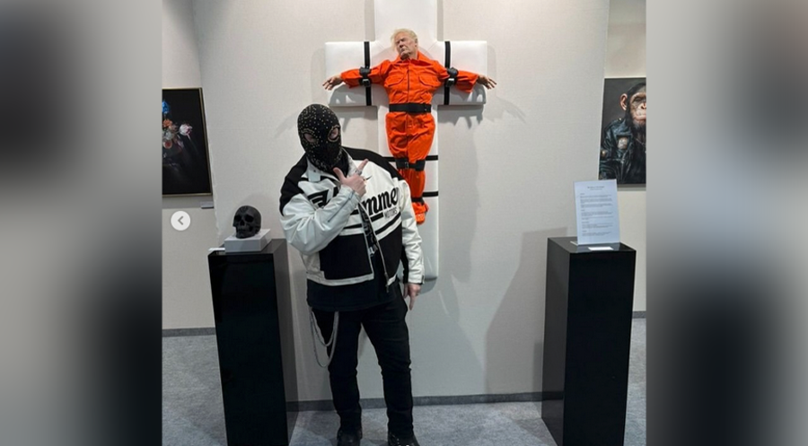 Der britische Künstler Mason Storm und seine umstrittene Installation „The Saint or The Sinner?“ / Screenshot: Instagram/masonstormgenius