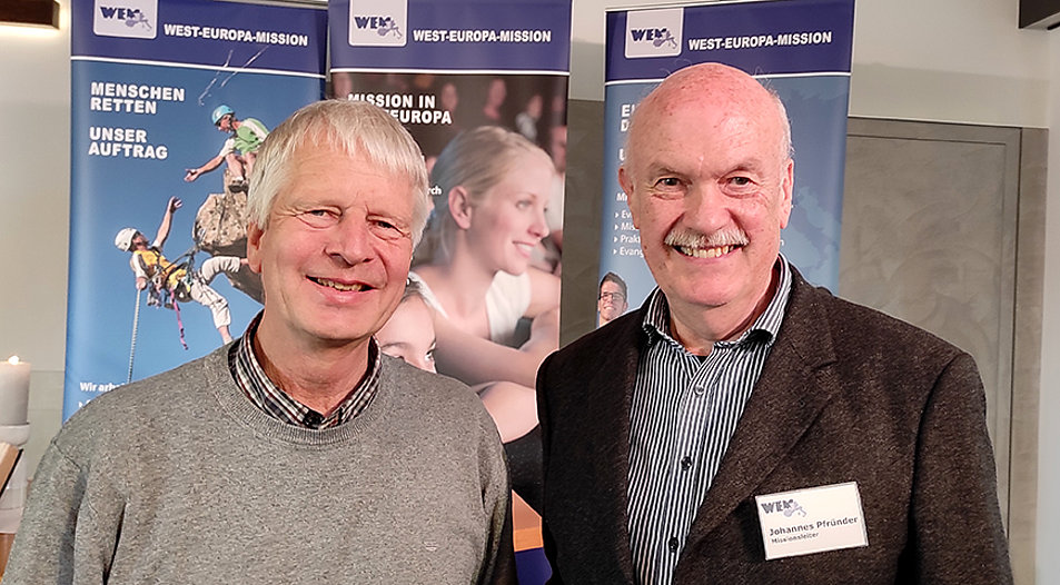 v. l.: Der Vorsitzende der WEM, Matthias Breling und Geschäftsführer Johannes Pfründer. Foto: IDEA/Klaus Rösler