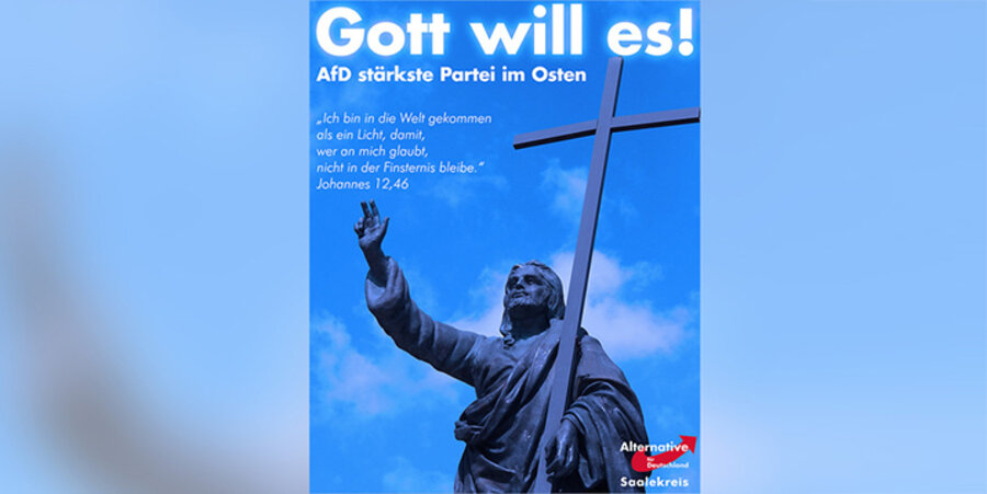 Mit diesem Bild wollte die AfD Saalekreis auf ihren Umfrageerfolg im Osten Deutschland hinweisen. Screenshot: AfD Saalekreis