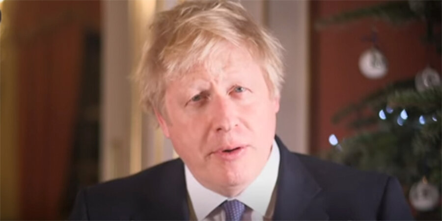Der britische Premierminister Boris Johnson in seiner Weihnachtsansprache 2019. Screenshot: YouTube/10 Downing Street