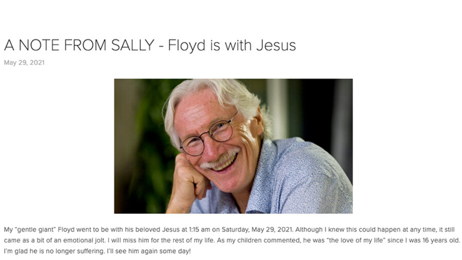 Sally McClung äußerte sich zum Tod ihres Mannes auf der gemeinsamen Internetseite. Screenshot: floydandsally.com