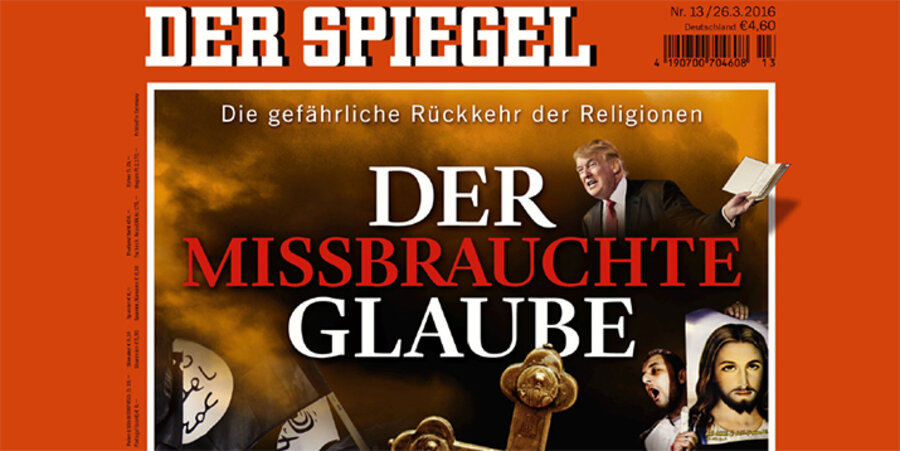 "Der Spiegel" warnt in seiner Titelgeschichte „Der missbrauchte Glaube“ vor der „gefährlichen Rückkehr der Religionen“. Screenshot: Der Spiegel
