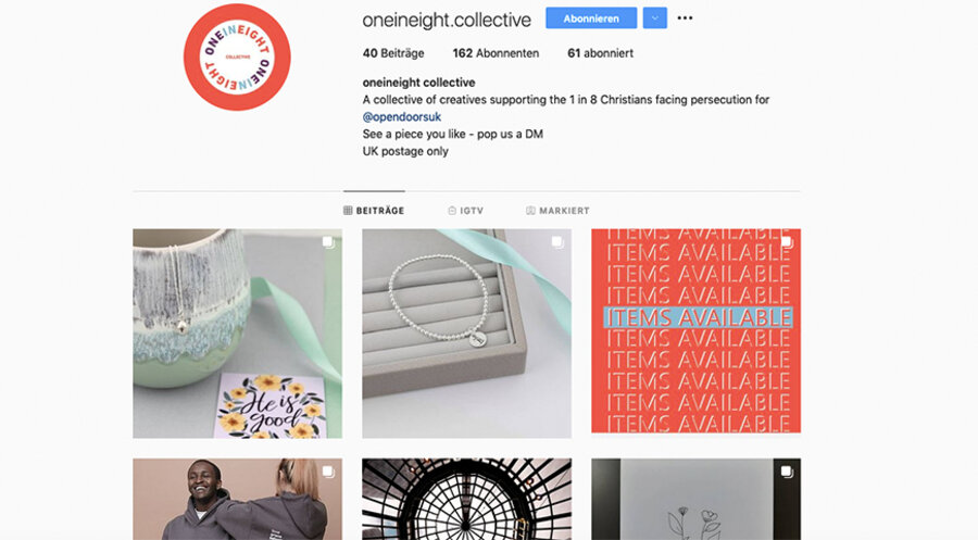 So präsentiert sich die Initiative bei Instagram. Screenshot: Instagram/oneineight.collective