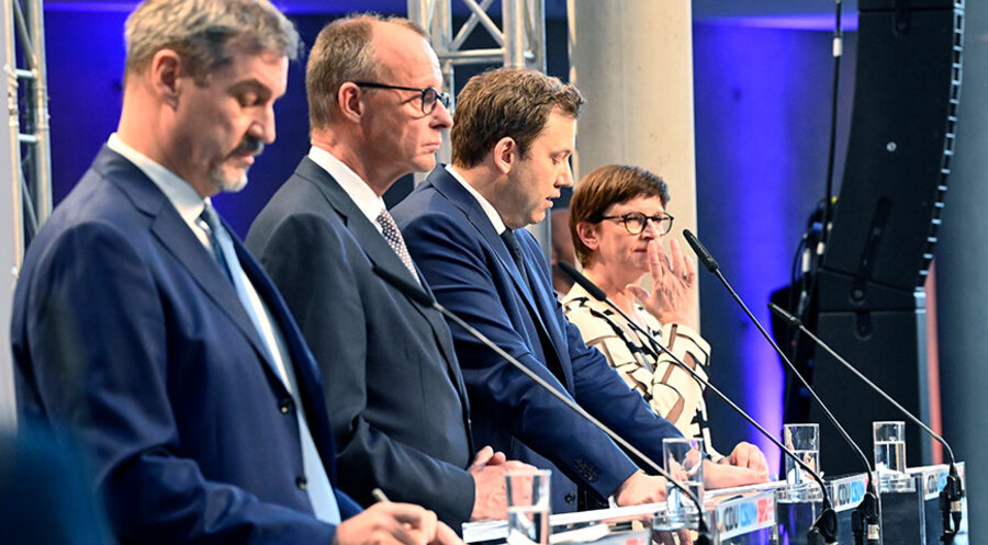 Haben den Koalitonsvertrag geschmiedet (v.l.n.r.): Markus Söder, Friedrich Merz, Lars Klingbeil und Saskia Esken. Foto: picture alliance/Geisler-Fotopress/Frederic Kern
