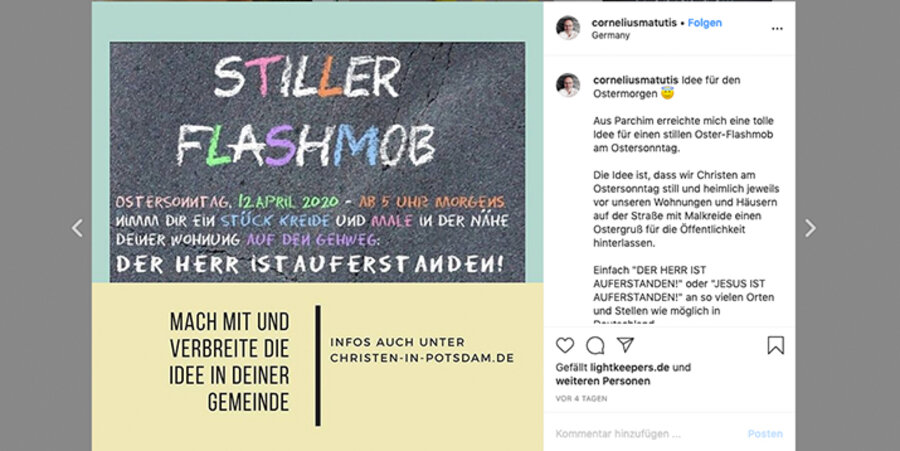 Mitinitiator Cornelius Matutis ist überrascht wie häufig der geplante Flashmob in den sozialen Medien geteilt wurde. Screenshot: Instagram/Cornelius Matutis