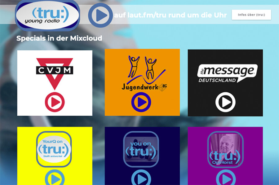 Der EC unterstützt jetzt das Internetradio tru:. Screenshot: www.truyoungradio.de