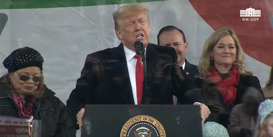 Donald Trump war der erste amtierende US-Präsident, der auf dem Marsch für das Leben sprach. Screenshot: YouTube / The White House