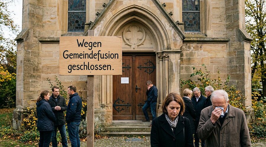 Kirchenfusionen bergen die Gefahr, Menschen zu entwurzeln. Symbolfoto: KI-generiert von IDEA
