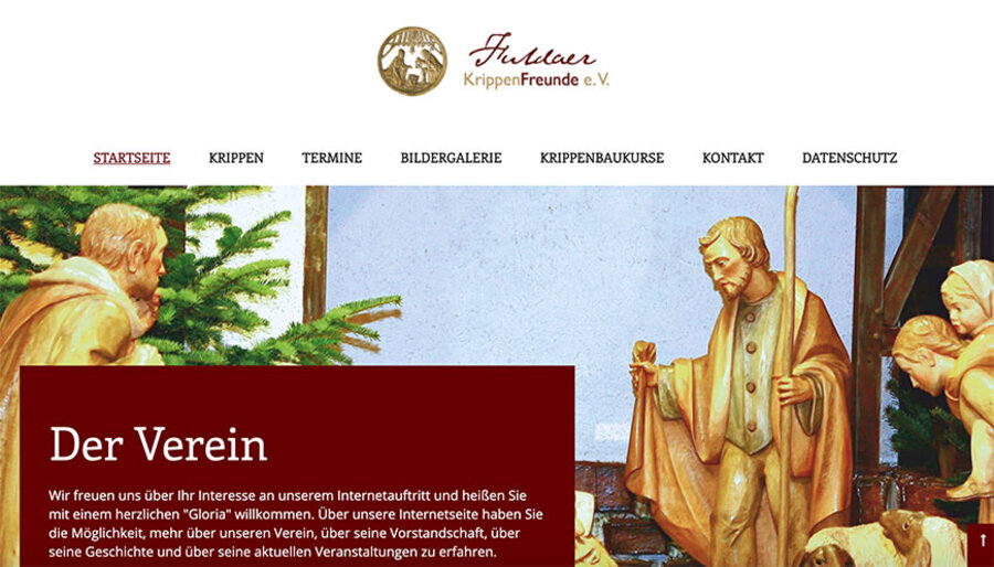 Die Website des Vereins Fuldaer Krippenfreunde. Screenshot: fuldaer-krippenfreunde.de
