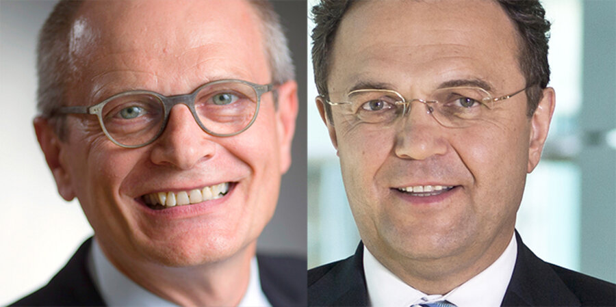 v. l.: Der Präsident der Diakonie Deutschland, Pfarrer Ulrich Lilie, und der Bundestagsabgeordneter des Wahlkreises Hof/Wunsiedel, Hans-Peter Friedrich (CSU). Fotos: Hermann Bredehorst; CSU