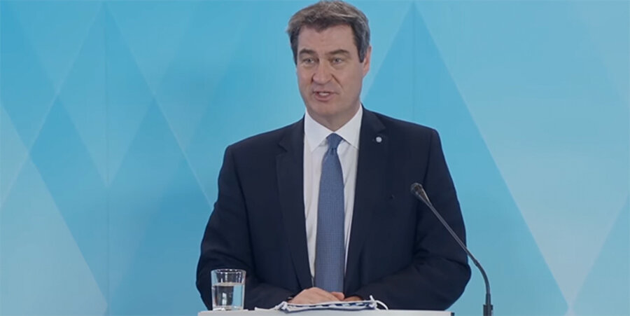 Der bayerische Ministerpräsident Markus Söder (CSU). Screenshot: YouTube/Bayern