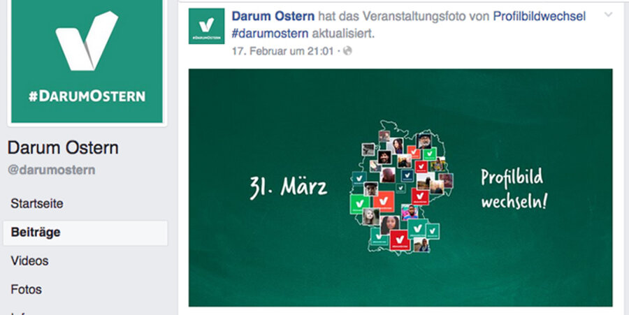 Eine Gruppe junger Christen will mit einer evangelistischen Aktion in den sozialen Netzwerken auf die Bedeutung von Ostern aufmerksam machen. Screenshot: facebook.com/darumostern