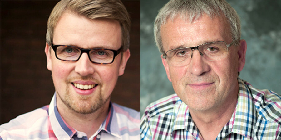v. l.: Der Journalist und Theologe Daniel Schneider und der Leiter der christlichen Ehe- und Familienarbeit Team.F., Siegbert Lehmpfuhl. Fotos: Lea Barnowsy; Matthias Piro