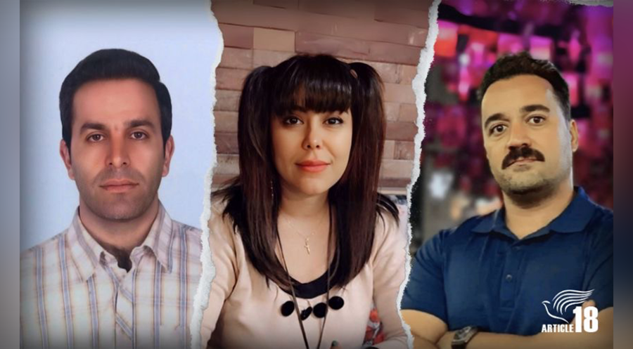 Zu hohen Haftstrafen verurteilt (v. l.): Abbas Soori, Narges Nasri und Mehran Shamloui. Foto: Article18