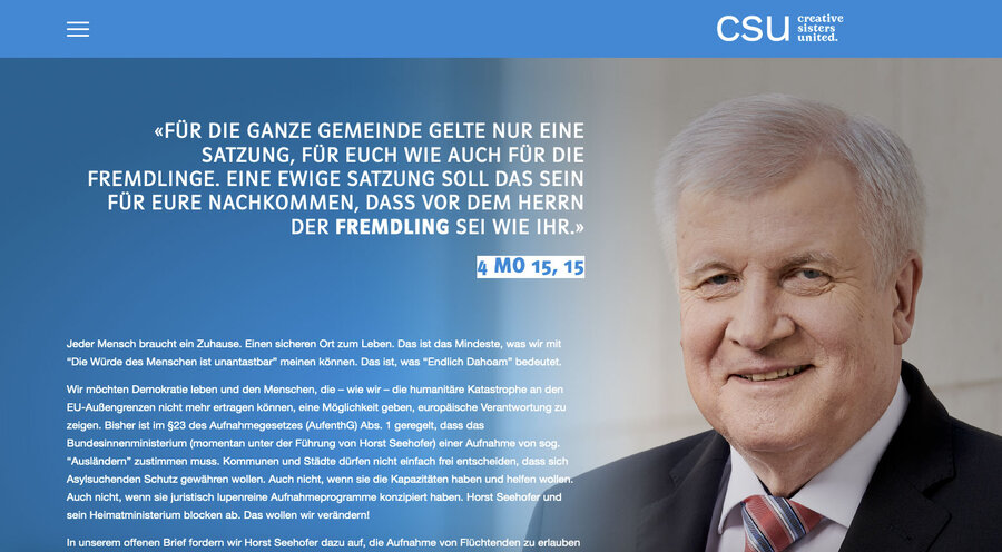 Die Startseite der Website csu-endlich-dahoam.com. Screenshot: csu-endlich-dahoam.com