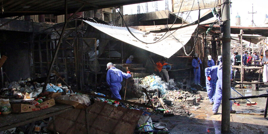 Ein Bombenanschlag der IS auf einem Markt der Stadt Chan Bani Saad im Irak hat über 100 Menschen das Leben gekostet. Foto: picture alliance / dpa