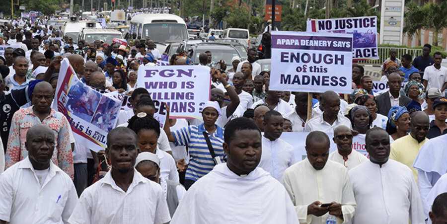 Die Christen protestierten friedlich gegen die Gewalt in Nigeria. Foto: picture-alliance/NurPhoto