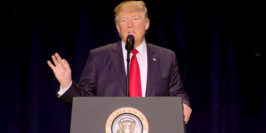 Der US-Präsident Donald Trump beim Nationalen Gebetsfrühstück in Washington. Foto: National Prayer Breakfast