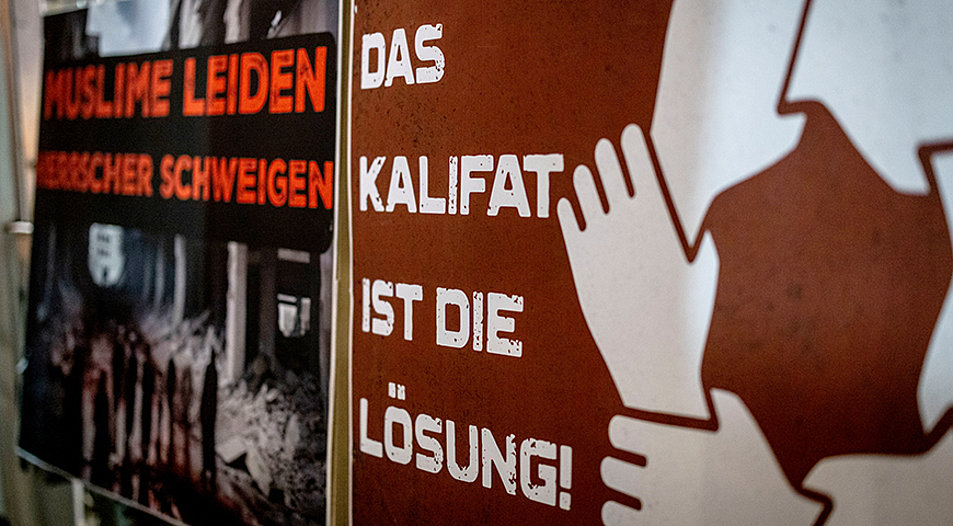 In Essen forderten Muslime bei Pro-Palästina-Protesten die Errichtung eines Kalifats. Foto: picture alliance/dpa | Christoph Reichwein