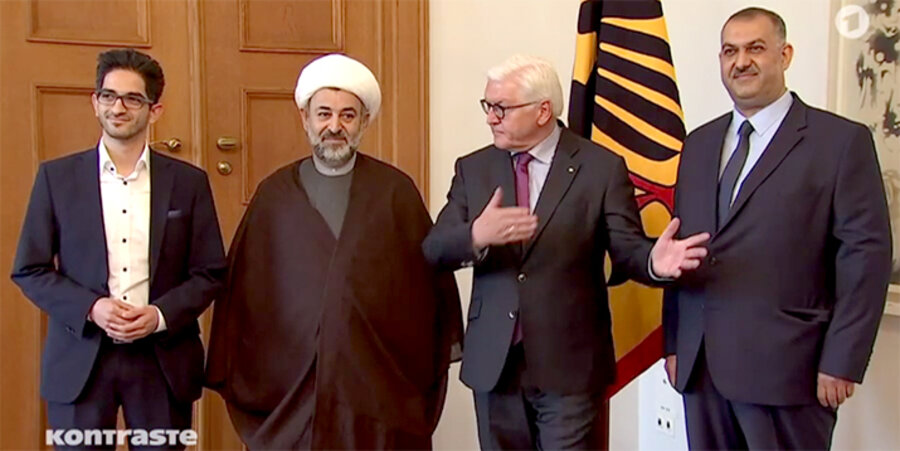 Bundespräsident Frank-Walter Steinmeier traf sich Ende April mit Vertretern der Islamische Gemeinschaft der schiitischen Gemeinden Deutschland. Screenshot: ARD