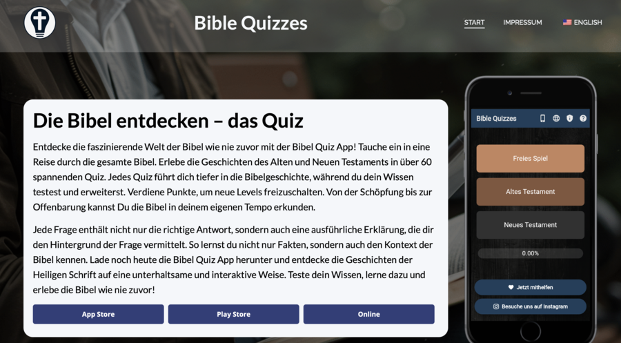 Die App "Bible Quizzes" des Sonderpreisgewinners Luca Sigle. Screenshot: lucasigle.de