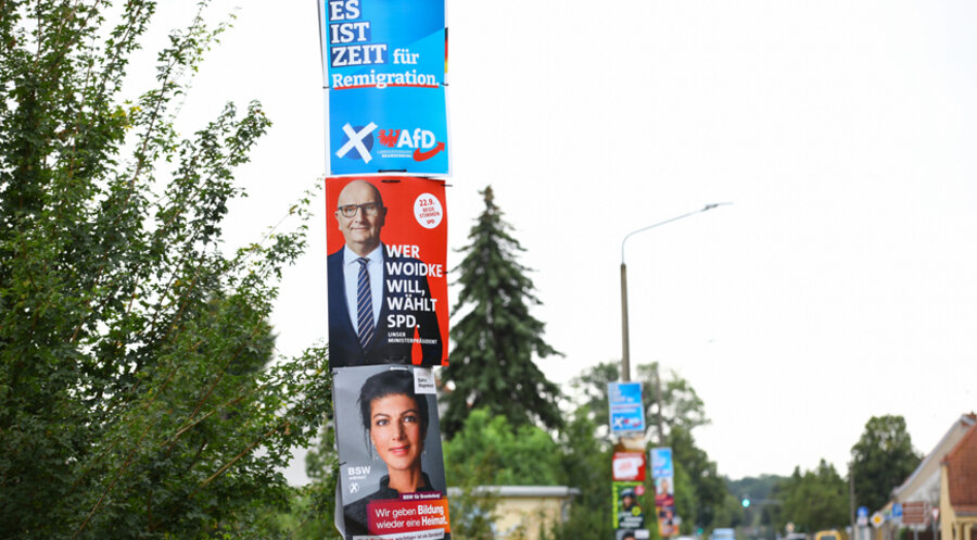 Die SPD hatte bei der Wahl 30,9 Prozent der Stimmen erhalten. Dahinter folgen die AfD mit 29,2 Prozent und das Bündnis Sahra Wagenknecht mit 13,5 Prozent. Foto: picture alliance / Foto Huebner 