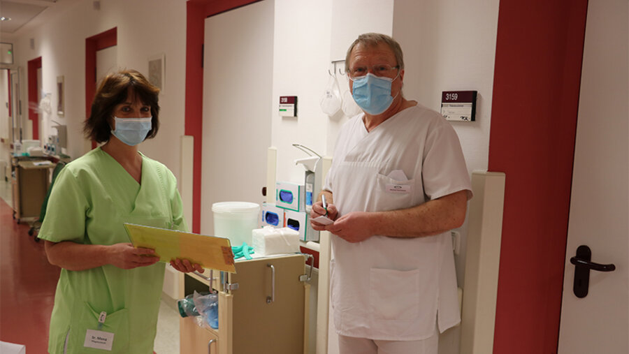 Teamleitung Schwester Mona und Michael Kaufmann. Foto: Kliniken Erlabrunn/M. Koch