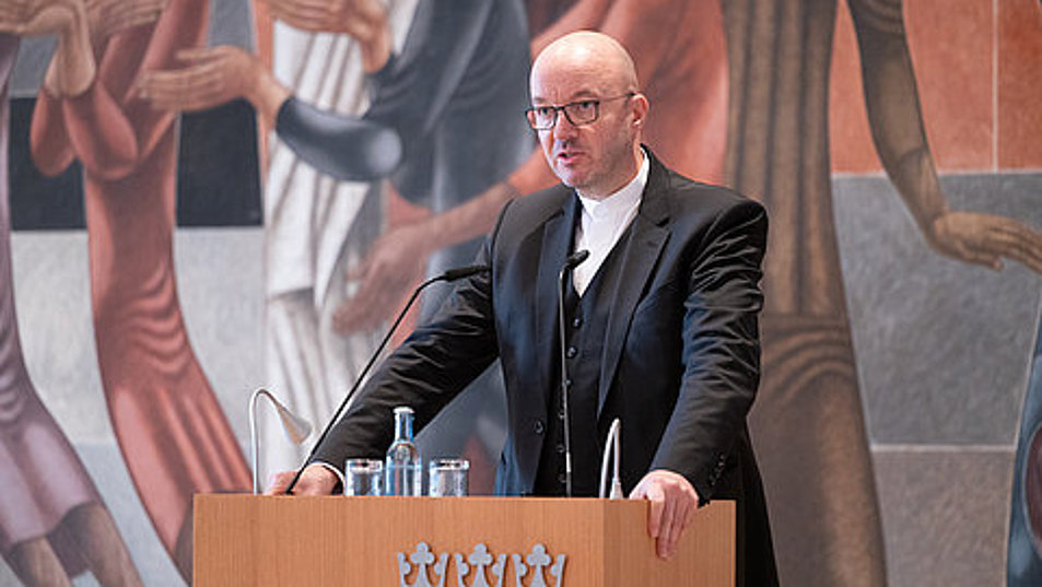 Landesbischof Tobias Bilz sprach auf der Landessynode. Foto: EVLKS