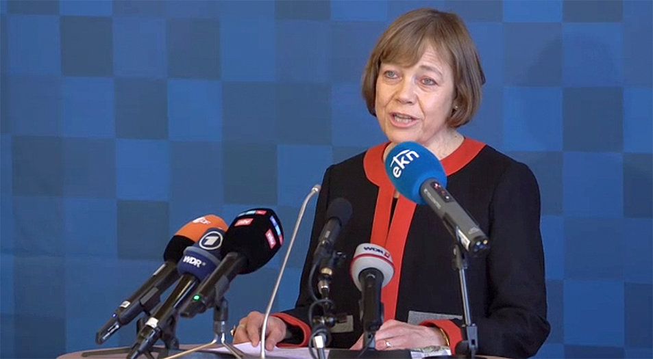 Die EKD-Ratsvorsitzende, Präses Annette Kurschus, hat ihren Rücktritt bekanntgegeben. Screenshot: EKD