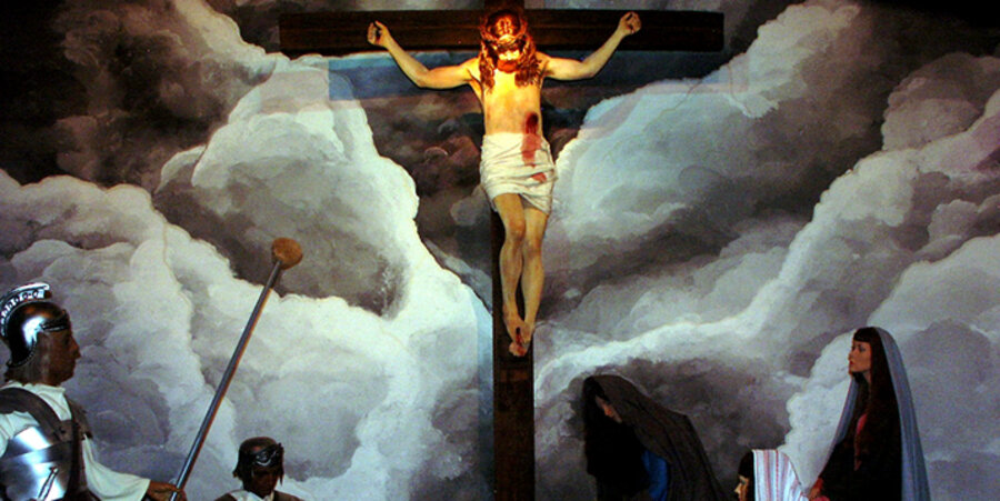 Die Kreuzigung von Jesus, dargestellt im christlichen Wachsfigurenkabinett in Mansfield im US-Bundesstaat Ohio. Foto: BibleWalk Museum