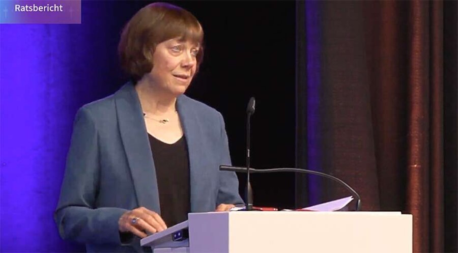 Die EKD-Ratsvorsitzende, Präses Annette Kurschus. Screenshot: YouTube/EKD