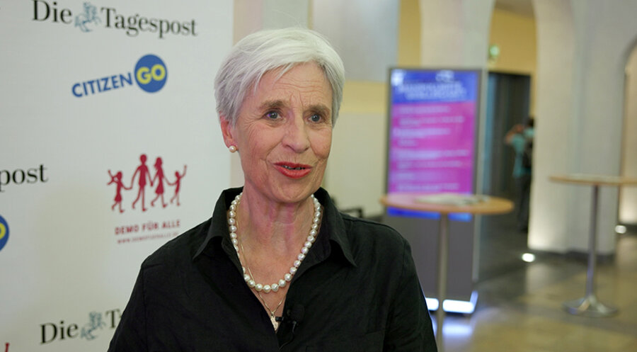 Die Publizistin Gabriele Kuby beim Symposium. Foto: TV-BW Medienproduktionen
