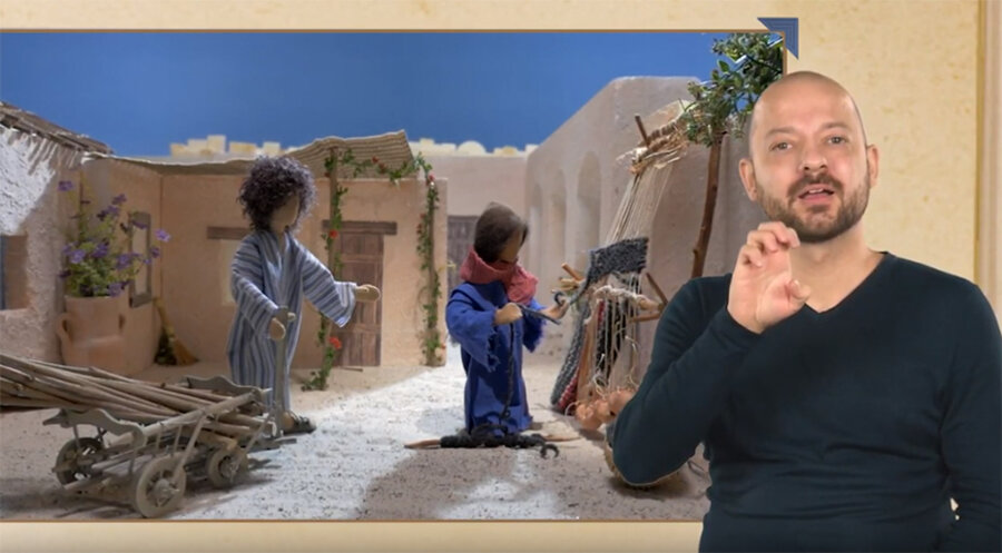 In dieser Episode wird die Weihnachtsgeschichte nach Lukas erzählt. Screenshot: YouTube/Info Dafeg