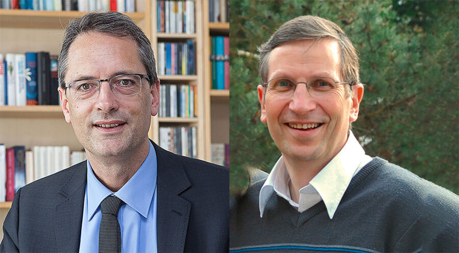 Der Theologe Ulf Schlüter und der Pastor Johannes Holmer sind unterschiedlicher Meinung über die 3G-Regel für Gottesdienste. Fotos: EKVW/Barbara Frommann; Privat