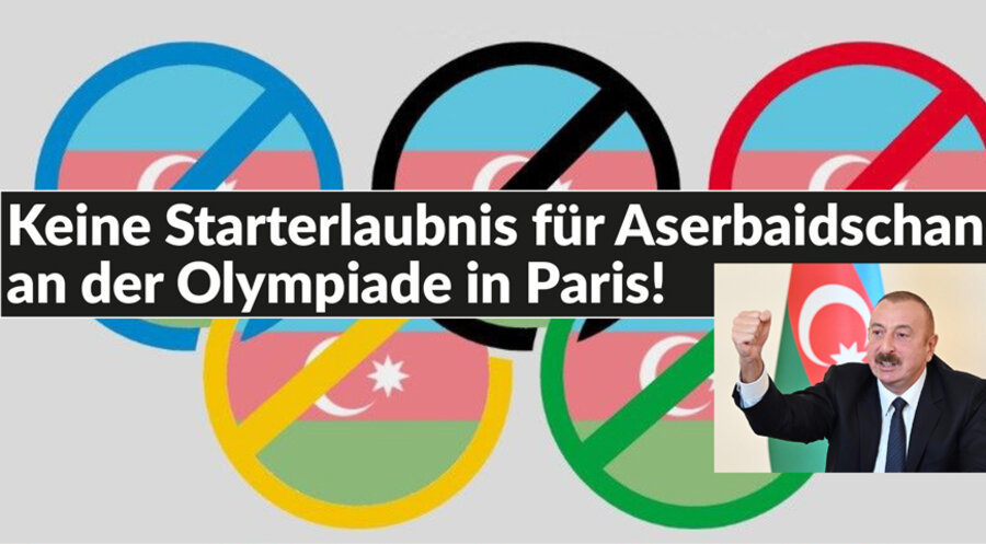 Die Forderung: Aserbaidschan von den Olympischen Spielen 2024 in Paris ausschließen. Grafik: csi-schweiz.ch