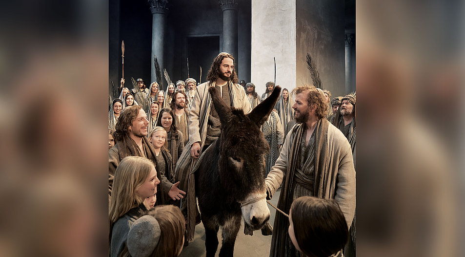 Jesu Einzug auf dem Esel. Foto: Birgit Gudjonsdottir
