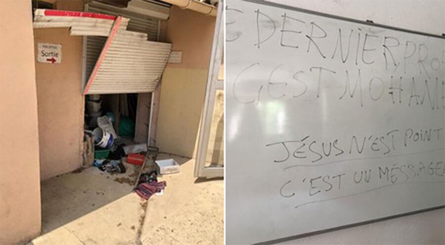 Der Sprecher der Evangelischen Allianz in Frankreich, Romain Choisnet, teilte die Bilder der Attacke auf Twitter. Screenshot: www.twitter.com/Romain CHOISNET