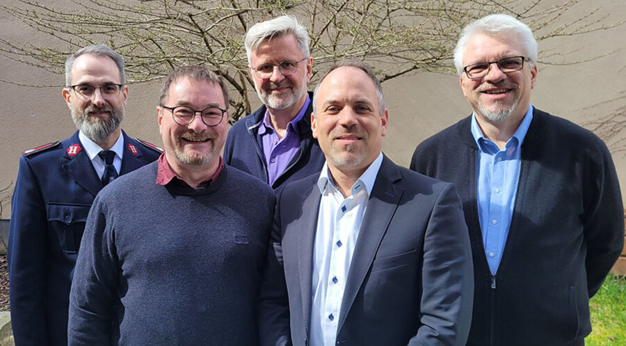 Der neue VEF-Vorstand (v. l.n.r.): Hartmut Leisinger, Jochen Geiselhart, James Ros, Marc Brenner, Stefan Kraft. Foto: VEF