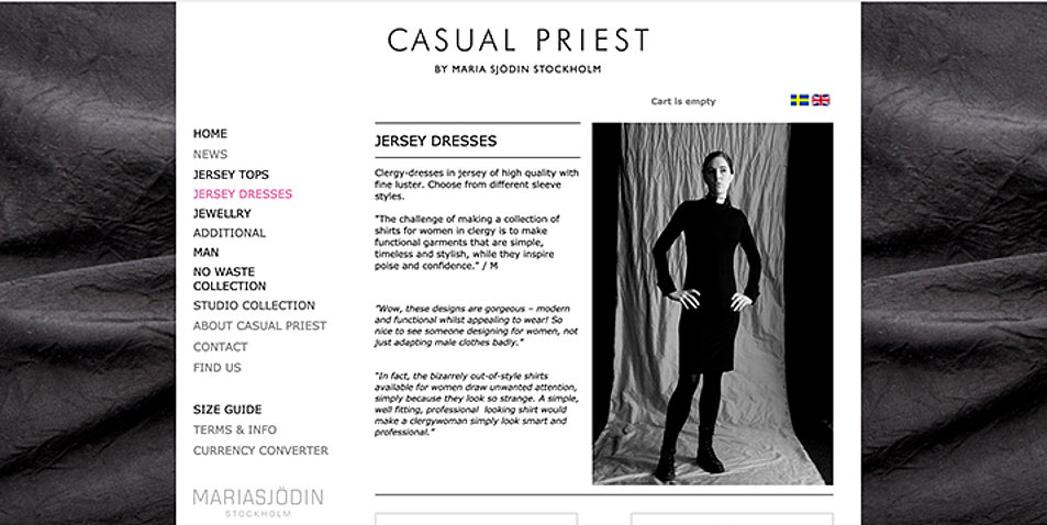 Das Modelabel "Casual Priest" vertreibt auf seiner Internetseite Freizeitkleidung für Geistliche. Screenshot: casualpriest.com 