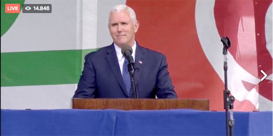 Der US-Vizepräsident Mike Pence beim Marsch für das Leben in Washington. Screenshot: Facebook/TheMarchForLife